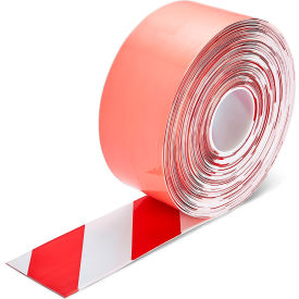 PermaStripe Smooth Heavy Duty Hazard Floor Marking Tape, 4"W x 98'L, Red/White