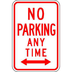 Eco Parking Sign No Parking Anytime Double Arrow, 18"H x 12"W, 1/16" Thick