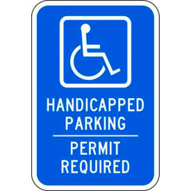 Zing® Eco Parking Sign Handicapped Parking Permit Required, 18"H x 12"W, 1/16" Thick