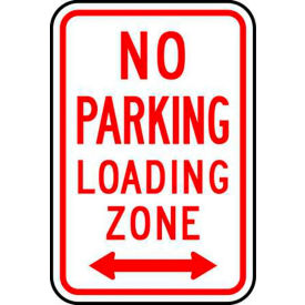 Eco Parking Sign, No Parking Loading Zone w/Double Arrow, 18"H x 12"W, HIP, 1/16" Thick