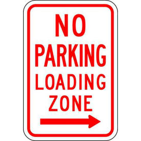 Eco Parking Sign, No Parking Loading Zone w/Right Arrow, 18"H x 12"W, HIP, 1/16" Thick