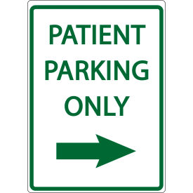 Eco Parking Sign, Patient Parking Only with Right Arrow, 18"H x 12"W, 1/16" Thick