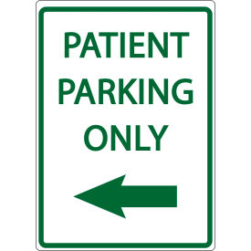 Eco Parking Sign, Patient Parking Only with Left Arrow, 18"H x 12"W, 1/16" Thick