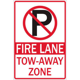 Eco Parking Sign, No Parking Symbol Fire Lane, 18"H x 12"W, 1/16" Thick