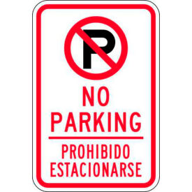 Eco Parking Sign, No Parking, Bilingual, 18"H x 12"W, 1/16" Thick