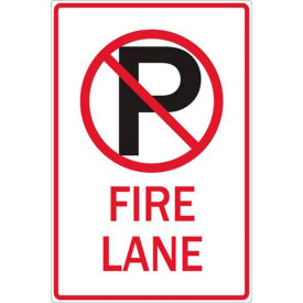 Eco Parking Sign, No Parking Symbol, Fire Lane, 18"H x 12"W, 1/16" Thick