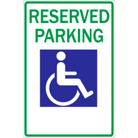 Eco Parking Sign, Reserved Handicapped Parking Pictogram, 18"H x 12"W, HIP, 1/16" Thick