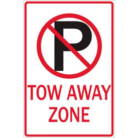Eco Parking Sign, Tow Away Zone No Parking, 18"H x 12"W, 1/16" Thick