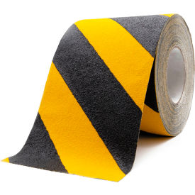 Hazard Safety Grip Anti Slip Tape, 6"W x 60'L, 60 Grit, Black/Yellow