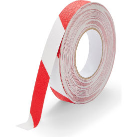 Hazard Safety Grip Anti Slip Tape, 1"W x 60'L, 60 Grit, Red/White
