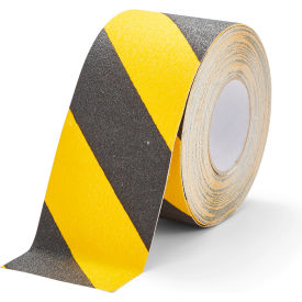 Hazard Safety Grip Anti Slip Tape, 4"W x 60'L, 60 Grit, Black/Yellow