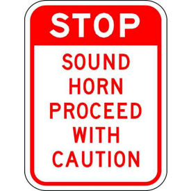 Eco Traffic Sign, Stop Sound Horn, 18"H x 12"W, HIP, 1/16" Thick