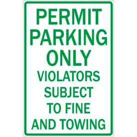 Eco Parking Sign, Permit Parking Only, 18"H x 12"W, HIP, 1/16" Thick