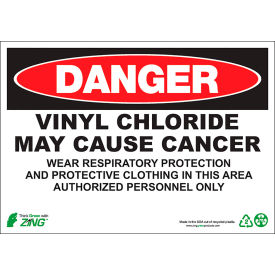 Zing Eco GHS Sign, Danger Vinyl Chloride May Cause Cancer, 14"W x 10"H, Recycled Aluminum