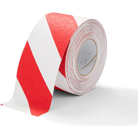 Hazard Safety Grip Anti Slip Tape, 4"W x 60'L, 60 Grit, Red/White