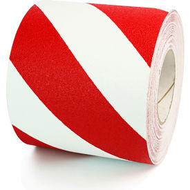 Hazard Safety Grip Anti Slip Tape, 6"W x 60'L, 60 Grit, Red/White