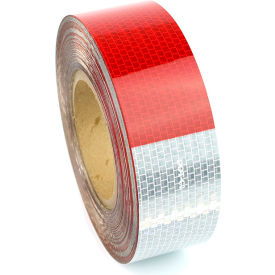 Metalized DOT-C2 Conspicuity Reflective Tape, 2"W x 150'L, 6" Red/6" White