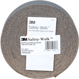 Safety-Walk Slip-Resistant Med. Resilient Tapes/Treads, 2"W x 60'L, Gray, 2/Case