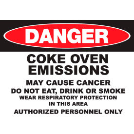 Zing Eco GHS Sign, Danger Coke Oven Emissions, 14"W x 10"H, Recycled Polystyrene Self Adhesive