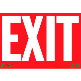 Eco Safety Sign, Exit, White on Red, 10"W x 7"H, Recycled Aluminum