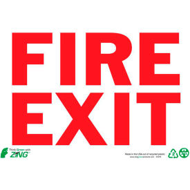 Zing Eco Safety Sign, Fire Exit, 10"W x 7"H, Recycled Plastic
