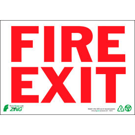 Safety Sign, Fire Exit, 10"W x 7"H, Recycled Aluminum