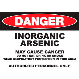Zing Eco GHS Sign, Danger Inorganic Arsenic, 14"W x 10"H, Recycled Polystyrene Self Adhesive