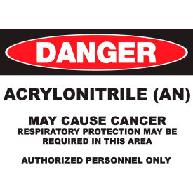 Zing Eco GHS Sign, Danger Acrylonitrile, 14"W x 10"H, Recycled Aluminum