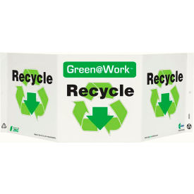Tri-View Sign, Recycle with Recycle Symbol, 20"W x 7-1/2"H, Black/Green/White