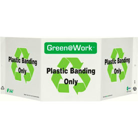 Tri-View Sign, Plastic Banding Only, 20"W x 7-1/2"H, Black/Green/White