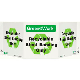 Tri-View Sign, Recyclable Steel Banding Only, 20"W x 7-1/2"H, Black/Green/White
