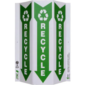 Tri-View Sign, Recycle with Recycle Symbol, 9"W x 12"H, Black/Green/White