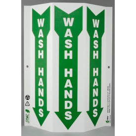 Tri View Public Facility Sign, Wash Hands, 9"W x 12"H, White/Green