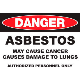 Eco GHS Sign, Danger Asbestos, 14"W x 10"H, Recycled Plastic