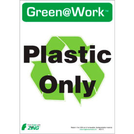 Zing Eco Label, Recycle Plastic Only, 5"W x 7"H, Recycled Polystyrene Self Adhesive, Pack of 5