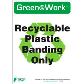 Eco Label, Recycle Plastic Banding, 5"W x 7"H, Recycled Polystyrene Self Adhesive, Pack of 5