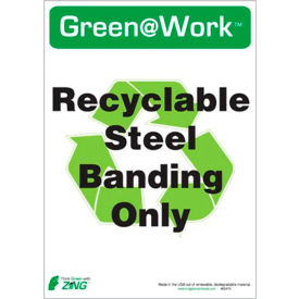 Zing Eco Label, Recycle Steel Banding, 5"W x 7"H, Recycled Polystyrene Self Adhesive, Pack of 5