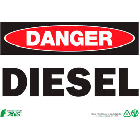 Zing Eco Safety Sign, Danger Diesel, 10"W x 7"H, Recycled Polystyrene Self Adhesive
