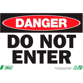 Eco Safety Sign, Danger Do Not Enter, 10"W x 7"H, Recycled Plastic