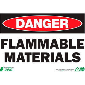Eco Safety Sign, Danger Flammable Materials, 10"W x 7"H, Recycled Plastic