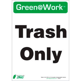 Zing Eco Label, Trash Only, 5"W x 7"H, Recycled Polystyrene Self Adhesive, Pack of 5