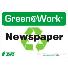 Eco Label, Recycle Newspaper, 10"W x 7"H, Recycled Polystyrene Self Adhesive, Pack of 5