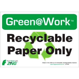 Zing Eco Label, Recycle Paper Only, 10"W x 7"H, Recycled Polystyrene Self Adhesive, Pack of 5