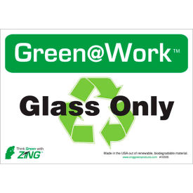 Eco Label, Recycle Glass Only, 10"W x 7"H, Recycled Polystyrene Self Adhesive