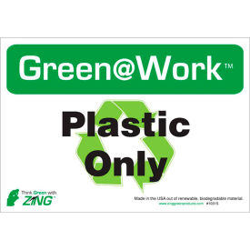 Zing Eco Label, Recycle Recycled Plastic Only, 10"W x 7"H, Recycled Polystyrene, Pack of 5