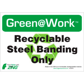 Zing Eco Label, Recycle Steel Banding, 10"W x 7"H, Recycled Polystyrene Self Adhesive, Pack of 5