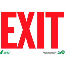 Eco Safety Sign, Exit, Red on White, 10"W x 7"H, Recycled Plastic