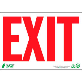 Exit Sign, Red on White, 10"W x 7"H, Recycled Aluminum