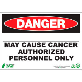 Zing Eco GHS Sign, Danger Blank, May Cause Cancer, 14"W x 10"H, Recycled Plastic