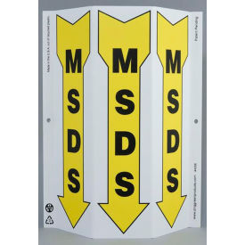 Eco Safety Tri View Sign, MSDS, 9"W x 12"H, Recycled Plastic, Black/Yellow